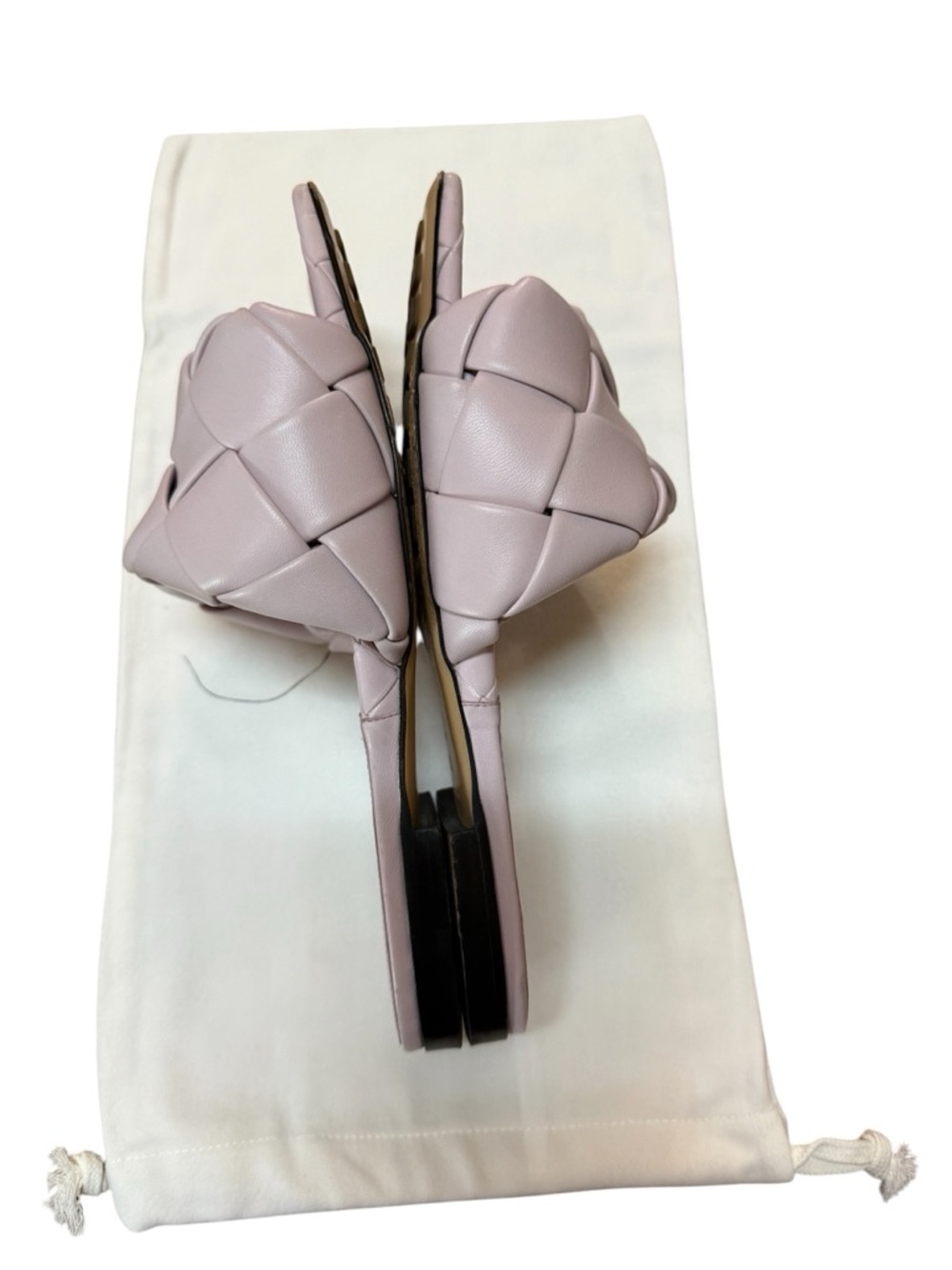 Bottega Veneta Lido Flat Sandals  Grape Woven Leather Square Toe EU 38 US 8 - Picture 8 of 11